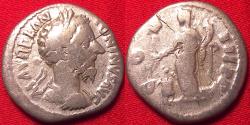 Ancient Coins - MARCUS AURELIUS AR silver denarius. Annona standing, between modius and prow. Very scarce, only 4 specimens in Reka Devnia