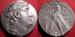 Ancient Coins - DEMETRIOS II NIKATOR AR silver tetradrachm. Eagle on prow. Second reign, 129-128 BC.