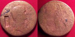 Ancient Coins - ANTONIA AE dupondius. Claudius standing. NCAPR countermark of Nero. 15.2 grams
