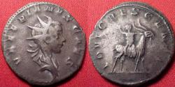 Ancient Coins - VALERIAN II CAESAR AR silver antoninianus. IOVI CRESCENTI, baby Jupiter riding Goat. Struck at Colonia Agrippinensis, scarce