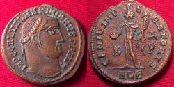 Ancient Coins - GALERIUS AUGUSTUS AE follis. Genio Imperatoris, Genius standing. Alexandria mint.