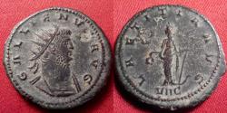 Ancient Coins - GALLIENUS AE antoninianus. Antioch, 7th consulship (266-268 AD). Laetitia standing