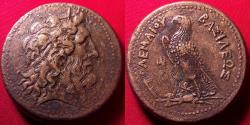 Ancient Coins - PTOLEMY III EUERGETES AE large drachm. 67.5 grams. Eagle on thunderbolt, Chi-Rho below