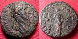 Ancient Coins - ANTONINUS PIUS AE as. FELICITAS AVG, Felicitas standing, holding capricorn & caduceus. Commemorating the 'Pax Augusta'. Rare variant