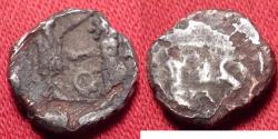 Ancient Coins - PHOENICIA, SIDON AR fouree 1/16th shekel. King/hero fighting lion, city fortifications
