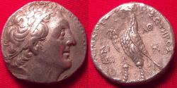 Ancient Coins - PTOLEMY II PHILADELPHOS AR silver tetradrachm. Final year, Aug 247 - Jan 246 BC. Sidon. Eagle on thunderbolt