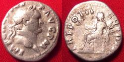 Ancient Coins - VESPASIAN AR silver denarius. TRI POT II COS III P P, Pax seated. Jan-Jun 71 AD.