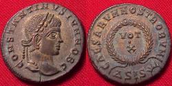 Ancient Coins - CONSTANTINE II CAESAR silvered AE3. Siscia mint. VOT X in wreath, sunburst in exergue