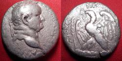 Ancient Coins - VESPASIAN AR silver tetradrachm. Antioch mint. Eagle standing on club, palm beside.