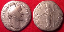 Ancient Coins - ANTONINUS PIUS AR silver denarius. Pax standing left, holding branch & scepter. 150-151 AD.