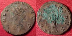 Ancient Coins - GALLIENUS AE antoninianus. Rome, 265-266 AD. Fortuna standing, holding rudder set on globe