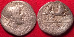 Ancient Coins - DECIMUS JUNIUS SILANUS AR silver denarius. Helmeted Roma, Victory in biga