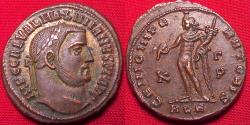 Ancient Coins - GALERIUS AUGUSTUS AE silvered follis. Genio Imperatoris, Genius standing. Alexandria mint.