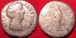 Ancient Coins - DIVA FAUSTINA I AR silver denarius. Aeternitas standing, holding phoenix