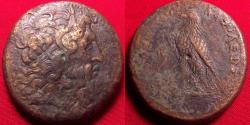 Ancient Coins - PTOLEMY III EUERGETES 34mm triobol. Eagle standing, Chi-Ro between legs.