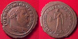 Ancient Coins - MAXIMIANUS AE large follis. Carthage mint, Carthago standing, holding fruit. Sharp example
