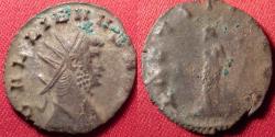 Ancient Coins - GALLIENUS AR silver antoninianus. LAETITIA standing, holding wreath & anchor.