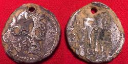 Ancient Coins - PUBLIUS CLODIUS fouree denarius. Bust of Apollo, Diana Lucifera holding two torches.