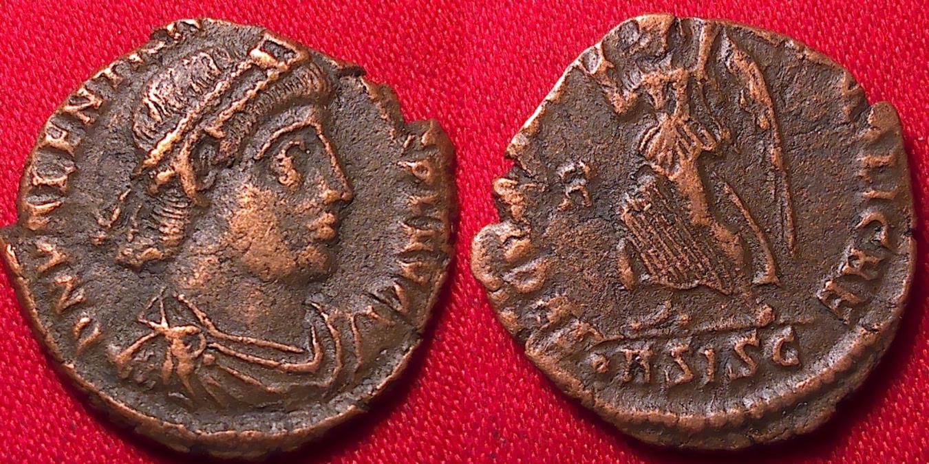 さんきち　 Zinn, Volnia Abbess CSR VALENTINIAN I AE3. Siscia mint. SECVRITAS REIPVBLICAE, Victory