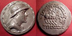 Ancient Coins - EUKRATIDES I MEGAS AR silver tetradrachm. Bactria, 170-145 BC. Dioskouri riding. Large 34mm