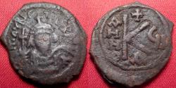 Ancient Coins - MAURICE TIBERIUS AE half follis. Nicomedia mint, year 6.