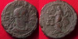 Ancient Coins - CARUS AE tetradrachm. Alexandria. Dikaiosyne standing, holding scales.