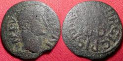 Ancient Coins - TIBERIUS CAESAR AE as. Carthage, Zeugitania, circa 10 AD. Duovir names around P P D D. Rare.