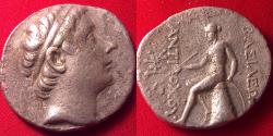 Ancient Coins - ANTIOCHOS III THE GREAT AR silver tetradrachm. 204-197 BC. Apollo on omphalos