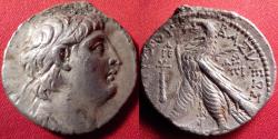 Ancient Coins - ANTIOCHUS VII EUERGETES SIDETES AR silver tetradrachm. 133-132 BC. Eagle on prow, club beside