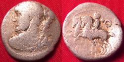 Ancient Coins - TI QUINCTIUS AR silver denarius. Bust of Hercules, holding club. Desultor with spare horse on reverse.