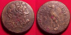 Ancient Coins - PTOLEMY III EUERGETES 34mm triobol. Eagle standing, Chi-Ro between legs.