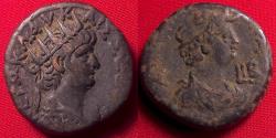 Ancient Coins - NERO AR billon tetradrachm. Alexandria mint. Dual portrait issue, Nero & Alexandria with elephant headdress.
