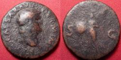 Ancient Coins - NERO AE as. Rome mint. Victoria advancing, holding inscribed shield.