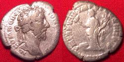 Ancient Coins - COMMODUS AR silver denarius. Rome, 183-184 AD. Pax standing left, shield at her feet.