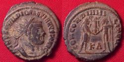 Ancient Coins - DIOCLETIAN AE post-reform radiate fraction. Concordia Militum, Cyzicus mint.