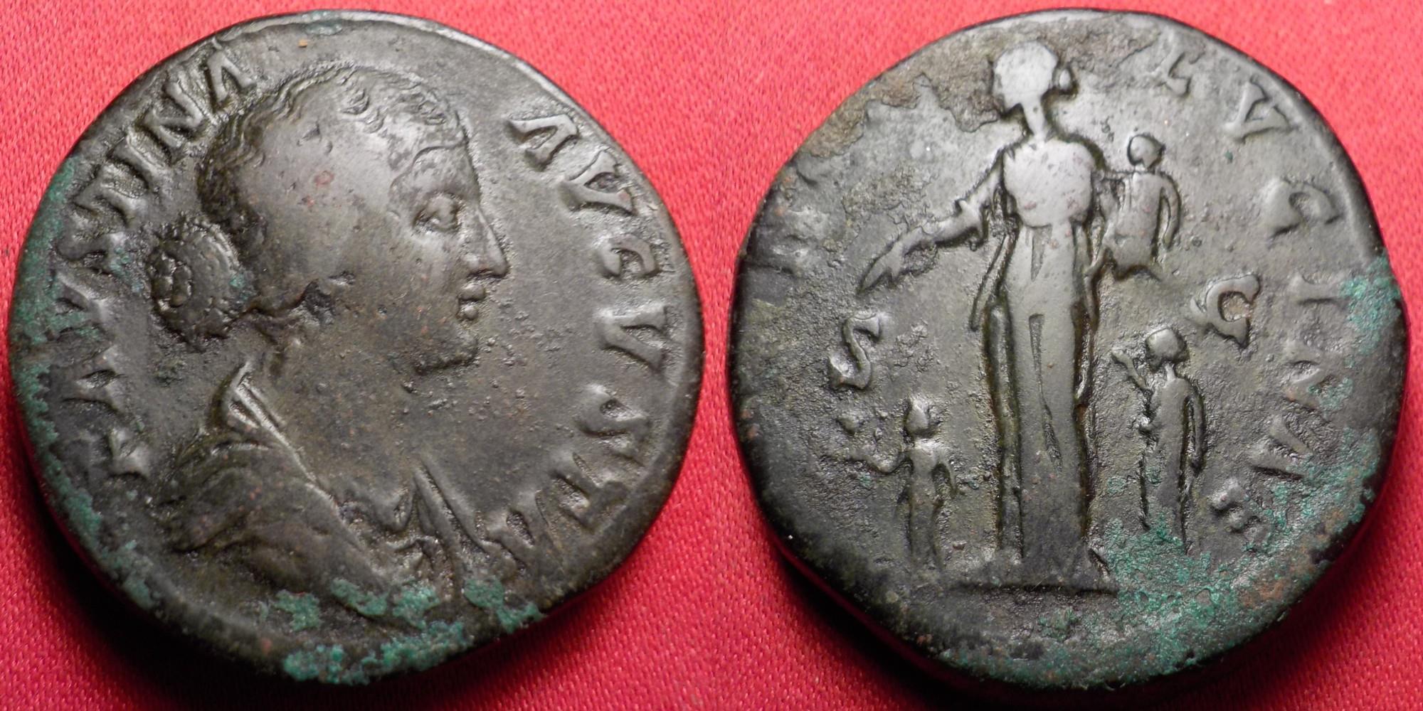 FAUSTINA II JUNIOR AE sestertius. JUNONI LUCINAE, Juno/Faustina ...