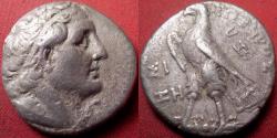Ancient Coins - PTOLEMY III EUERGETES AR silver tetradrachm. Sidon, 241-240 BC. Eagle on thunderbolt.