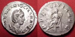 Ancient Coins - HERENNIA ETRUSCILLA AR silver antoninianus. Pudicitia seated, drawing veil from face. 4.8 grams