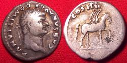 Ancient Coins - DOMITIAN, as Caesar, AR silver denarius. Pegasus walking right. Scarce