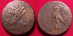 Ancient Coins - PTOLEMY IV PHILOPATOR AE 34mm triobol. Eagle standing, SE between legs