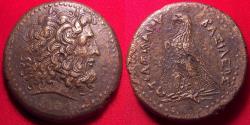 Ancient Coins - PTOLEMY III EUERGETES 35mm triobol. Eagle standing, Chi-Ro between legs.