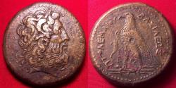 Ancient Coins - PTOLEMY III EUERGETES 34mm triobol. Eagle standing, Chi-Ro between legs.