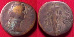 Ancient Coins - FAUSTINA I SENIOR AE sestertius. Ceres standing with corn ears & long torch