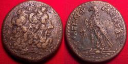 Ancient Coins - PTOLEMY III EUERGETES 34mm triobol. Eagle standing, Chi-Ro between legs.