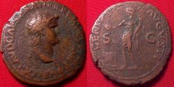 Ancient Coins - NERO AE as. Genius standing, sacrificing over altar. 62 AD