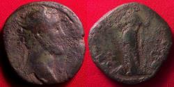 Ancient Coins - ANTONINUS PIUS AE dupondius. 156-157 AD. Providentia standing, holding wand & long scepter, globe at her feet.