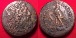 Ancient Coins - PTOLEMY III EUERGETES AE large drachm. 41mm, 69.4 grams. Eagle on thunderbolt, Chi-Rho below