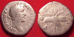 Ancient Coins - ANTONINUS PIUS AR silver denarius. 145-147 AD. Two clasped hands, caduceus & grain ears behind.