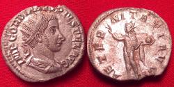 Ancient Coins - GORDIAN III AR silver antoninianus. AETERNITATI AVG, Sol standing left, hand raised.
