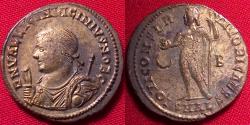 Ancient Coins - LICINIUS II CAESAR silvered follis. Alexandria. Jupiter standing. Nice golden toned silvering.